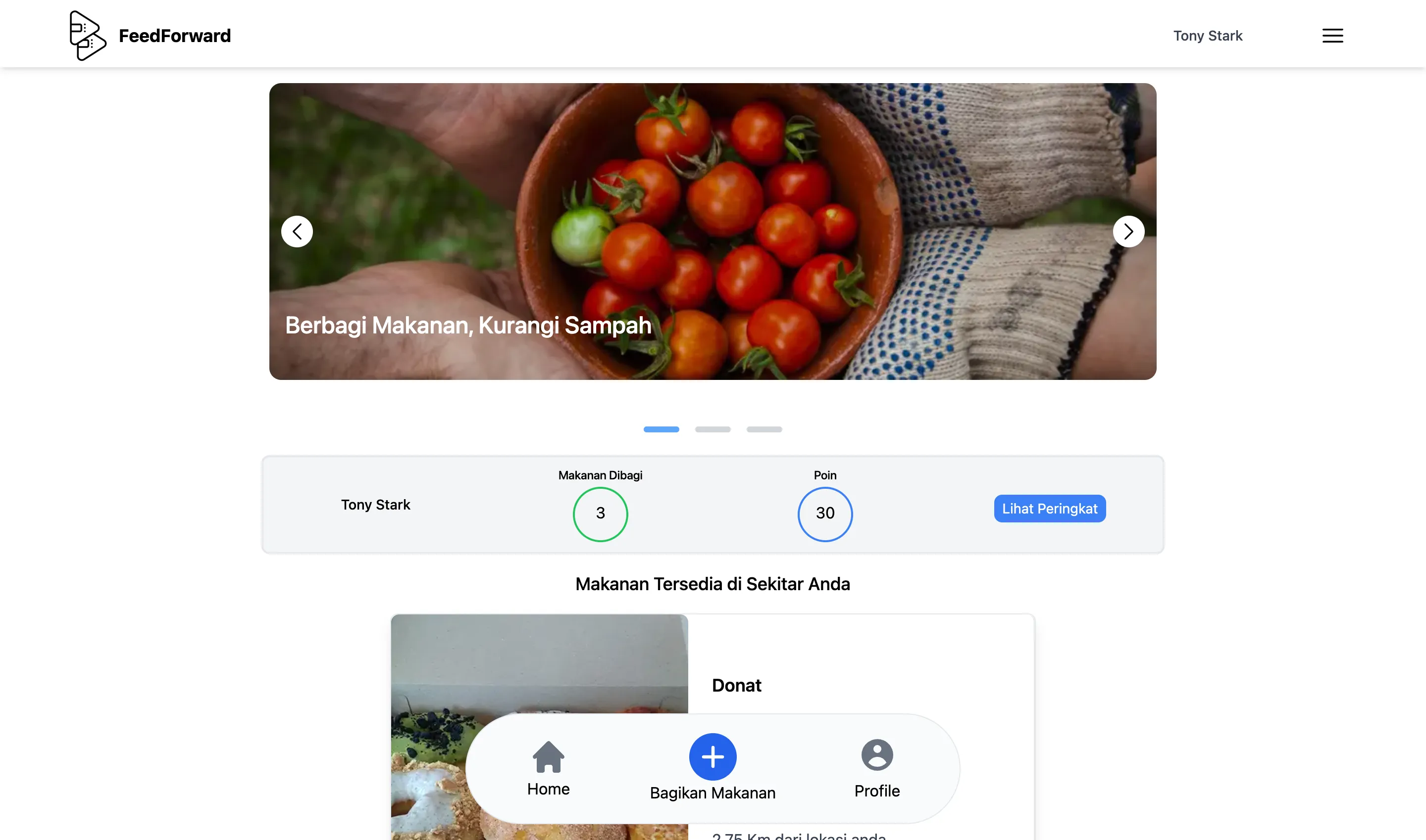 Dashboard page